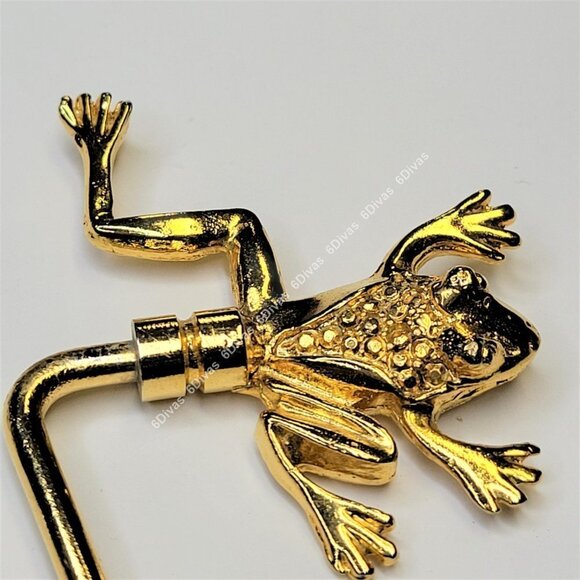 CUSTOM Made Gold Plated Frog Handbag Holder or Table Bag Hook - Picture 2 of 16